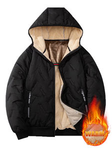 Мужская стеганая зимняя куртка с капюшоном на флисовой подкладке, теплая куртка с тиснением ягненка, модная уличная стеганая куртка, подарок для Него - Product Image 4