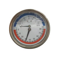 Ketel Uap Baja Hitam 2 Inci, Meteran Tekanan Gabungan Portabel