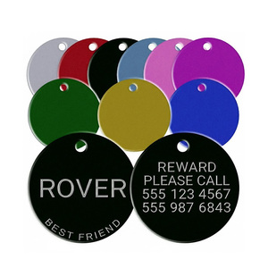 Étiquettes de nom d'animaux 20 pièces, disque rond en Aluminium anodisé, plusieurs couleurs, identification depuis l'usine - Product Image 1