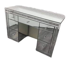 Table de toilette moderne pour chambre d'hôtel et salon avec 7 tiroirs, en acier inoxydable et verre, hauteur réglable, élégante et durable - Product Image 1