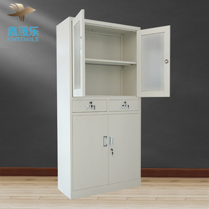 Usine de Foshan Offre Spéciale bureau d'hôpital utiliser le verre vers le <span class=keywords><strong>bas</strong></span> <span class=keywords><strong>porte</strong></span> en métal armoire en acier avec deux tiroirs du milieu - Product Image 2