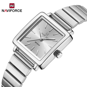 สำหรับ <span class=keywords><strong>Naviforce</strong></span> 5048นาฬิกาข้อมือแฟชั่น<span class=keywords><strong>ผู้หญิง</strong></span>, นาฬิกาข้อมือควอตซ์กันน้ำสไตล์ธุรกิจหน้าปัดดอกไม้ตัวเรือนสแตนเลส - Product Image 2