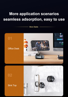 Support de téléphone magnétique rotatif à 360° en alliage, pliable, pour bureau et voiture, avec hauteur réglable pour pare-brise et tableau de bord