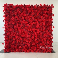Mur floral artificiel de décoration de mariage vintage personnalisé en usine, fond de mur de fleurs de rose rouge vin, 8 pieds x 8 pieds