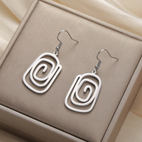 Boucles d'oreilles pendantes rectangulaires spirales creuses plaquées or de luxe pour femmes, en acier inoxydable 316L, bijoux d'oreille minimalistes et tendance