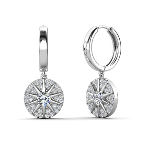 Daisini Shining Hoop Oorbellen Versierd met <span class=keywords><strong>Swarovski</strong></span> Kristallen 925 Sterling Zilver Luxe Hypoallergeen Damessieraden - Product Image 1