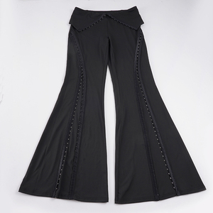 Unique European American Hidden Button Cuff Low Waist Flared Pants Design Stretchy Slim Fit Flattering Hot Girl Casual Pants - Product Image 6