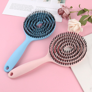 Brosse à cheveux démêlante en plastique écologique avec logo personnalisé en gros pour femmes hommes enfants unique brosse à cheveux en spirale Salon <span class=keywords><strong>Babershop</strong></span> - Product Image 3