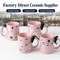 Tasse en céramique rose d'Halloween personnalisable avec logo Cadeau de haute qualité pour les occasions d'affaires Acceptable