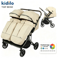 Poussette double Kidilo avec poignée réversible, position haute, siège double, légère, pliable, entièrement inclinable
