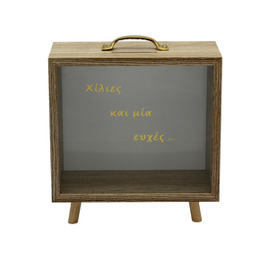 Caja de Ahorros de Madera con Ventana de Cristal y Asa Superior, con Marco para Fotos - Product Image 3