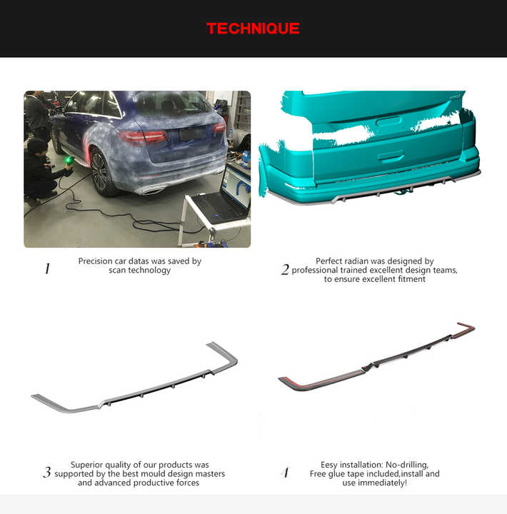 Vacuum Carbon Fiber T6 Rear Lip Extension Diffuser for VW Transporter ...