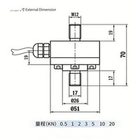 Capteur de force de compression et de tension miniature rond pour robot MLC204FC, 200 kg, précision 0,2 %, fixation par vis