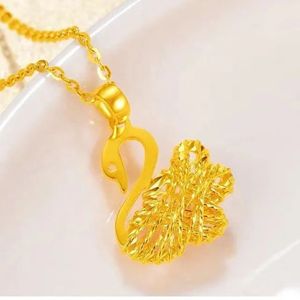 Xinfly Au750 Jewelry 18k <b>Solid</b> Pure <b>Gold</b> Yellow <b>Gold</b> Animal Swan Charms <b>Pendants</b> Necklace - Product Image 4