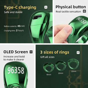 แหวนซิกร นาฬิกาอะซานสำหรับชาวมุสลิม ของขวัญอิสลาม QB809 ชุดสามขนาดในหนึ่งเดียว เครื่องนับดิจิตอลสำหรับการนับซิกร - Product Image 2