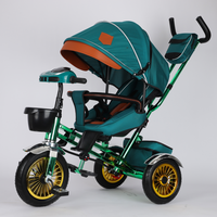 Tricycle pliable pour enfants avec cadre en métal, siège pivotant à 360 degrés, roues en mousse solide, poussette tricycle