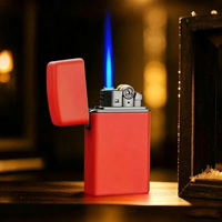 Briquet métallique coupe-vent rechargeable avec logo personnalisé, à roue à silex et jet droit, idéal pour les cadeaux d'affaires et les cigares
