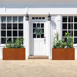 Boîte de jardinières <span class=keywords><strong>rectangulaire</strong></span> basse Jardinières en <span class=keywords><strong>acier</strong></span> <span class=keywords><strong>corten</strong></span> Boîte à fleurs de style rustique pour porche, patio, jardin, boîte à fleurs à décor commercial - Product Image 3