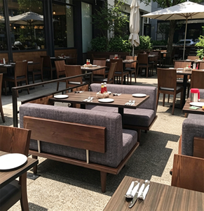 Luxury Restaurant Furniture Printed Fabric Restaurant Booth <strong>with</strong> Wooden <strong>Table</strong> <strong>Stool</strong> for Outdoor Coffee Shop Rooftop Restaurant - Product Image 4