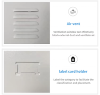 Armoire de rangement en métal multifonctionnelle résistante aux rayures en acier laminé à froid avec 2 tiroirs, porte en verre et serrure à clé