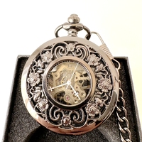 Jam tangan mekanis kerangka antik jam tangan saku Romawi bunga mawar berseluk tangan
