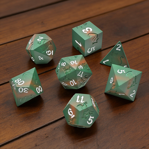 Ensemble de dés polyédriques faits à la main pour chats et chiens, 7 pièces, dés en métal pour jeux de rôle Dungeons and Dragons, jeux de table - Product Image 1