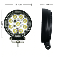 Lampe de travail LED ronde et fine de 4,5 pouces, 27W, 6000K, étanche IP67, 12-48V, lampe auxiliaire de conduite, tout-terrain, voiture, camion, chariot élévateur, machinerie