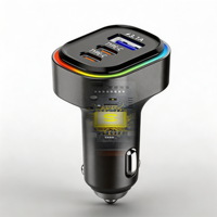 KC-12 Pengisi Daya Mobil Ekspansi Depan/Belakang Multi Port USB Tipe-C/7 Lampu Ambient RGB Warna-warni Pengisian Daya QC/Adaptor Daya Pengisian Daya PD