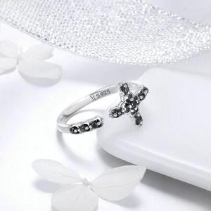 Design elegante Gothic Black Zircon <span class=keywords><strong>Retro</strong></span> <span class=keywords><strong>Ring</strong></span> 925 Sterling Silver Adequado para homens e mulheres - Product Image 5