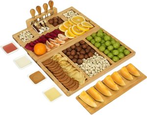 Ensemble de planches à fromage en bambou avec couteaux à fromage, ardoises <span class=keywords><strong>et</strong></span> bols, planche à fromage <span class=keywords><strong>magnétique</strong></span> en bambou pour cadeau de pendaison de crémaillère - Product Image 3
