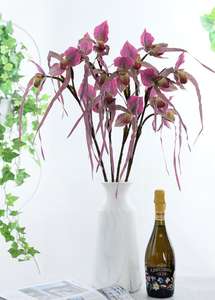 V150-1ขายส่งดอกไม้ประดิษฐ์ดินกล้วยไม้ผู้หญิงรองเท้าแตะ Faux ไหม <span class=keywords><strong>Paphiopedilum</strong></span> - Product Image 2