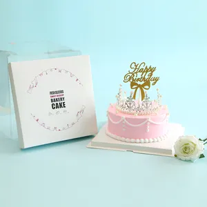 Birthday Wholesale Rectangle Clear Custom Logo Cake PET Plastic Transparent Boxes Packaging