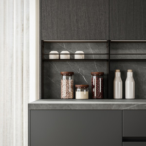 Ensemble d'armoires de cuisine modernes Song Design, portes en MDF, finition brun foncé, design compact, garantie 5 ans pour usage commercial - Product Image 4