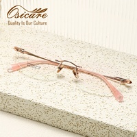 Lunettes de vue sans monture de luxe au design tendance avec logo personnalisé, montures en titane pour femmes, vente en gros
