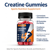 Gummies de créatine : Complément nutritionnel sportif pour la croissance musculaire et l'énergie – 60 unités, véganes, marque privée, fabrication OEM/ODM
