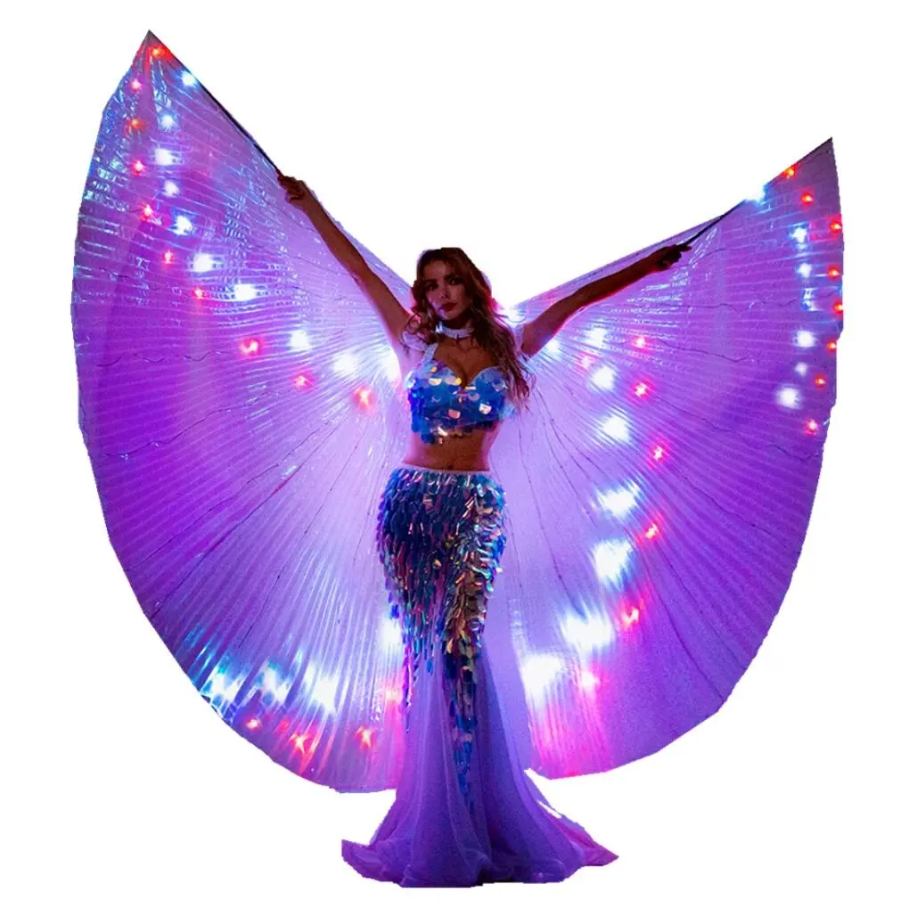 SHINYOU new design glow belly dance ISIS wing with waterproof soft LED line for stage performance