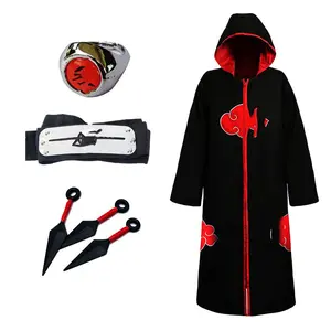 Akatsuki capa Itachi Cosplay disfraz para niños dolor Deidara divertido traje de Halloween Unisex Anime Cool traje cremallera negro abrigo