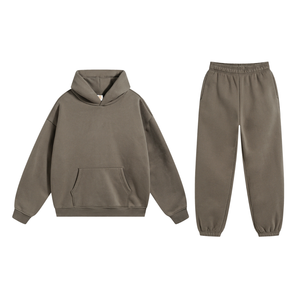 Conjunto de dos piezas de chándal de forro polar con cremallera para hombre, talla grande, transpirable, antibacteriano, cortavientos, liso, para otoño, venta al por mayor - Product Image 1