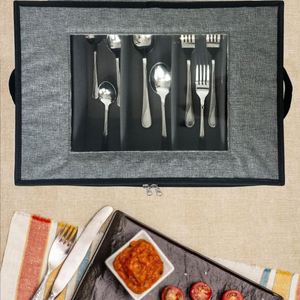 Multipurpose Flatware Organizer Silverware Storage <b>Box</b> for Packing Serving Utensils with 5 Dividers and Thick Surface - Product Image 1