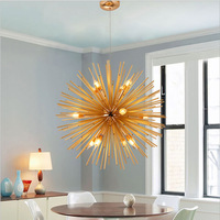 Lustre en forme de pissenlit doré pour salon, café, décoration intérieure, chambre à coucher, restaurant, LED
