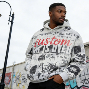 OEM Custom Pattern White High Quality Pullover Vintage Distressed Boxy 400 GSM Heavyweight Streetwear Mens Hoodie - Product Image 2