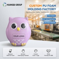Vente en gros de moulures en mousse de polyuréthane personnalisées, hibou en PU souple à récupération lente, balle anti-stress, cadeau promotionnel, logo et couleur personnalisés