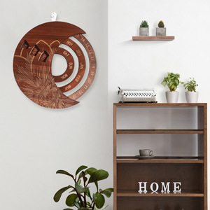 Wooden Creative <b>Perpetual</b> <b>Calendar</b> Wall Hanging Round Scandinavian Style Home Decoration Ornament Pine Material - Product Image 1