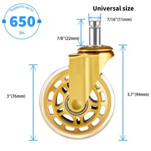 Hochwertige Büromöbel 2,5 Zoll <span class=keywords><strong>Heavy</strong></span> <span class=keywords><strong>Duty</strong></span> Gold Pu Elektro phore tischer Drehstuhl Geräuschlose Lenkräder - Product Image 2