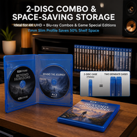 Op voorraad Transparant Blauwe 2-Disc Blu-ray Opbergdoos Dubbele Disc Media Box met Booklet Clips voor 4K UHD Filmseries