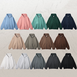 Fabricantes de sudaderas con capucha personalizadas de 350 g/m² con hombros caídos, sudaderas con capucha extragrandes de algodón y forro polar con cremallera para hombre - Product Image 2