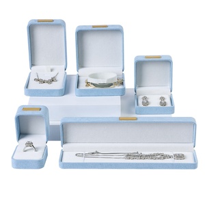 Luxury Suede Wrapping Jewelry Box with Metal Deco for Ring Necklace Luxury Jewelry Rigid Box Gold Foil Stamping Suede Lining DDP - Product Image 4