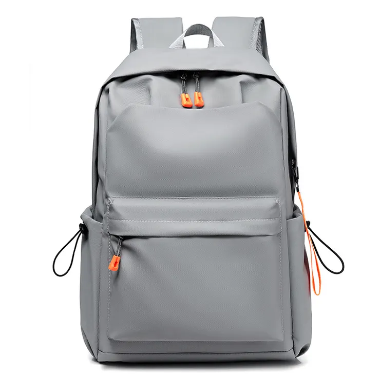 factory grey waterproof polyester computer travel laptop backpack with usb smart charging daily life school bag