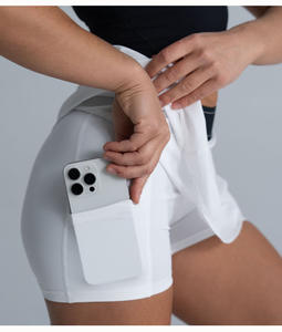 Gonna sportiva asimmetrica da donna con tasche, casual, rinfrescante, traspirante, leggera, a vita naturale, anti-trasparenza, tinta unita - Product Image 3