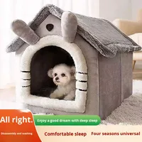 Lit pour animaux de compagnie en tissu chaud, en forme de maison, universel toutes saisons, amovible, démontable et lavable, pour chats et chiens, vente en gros